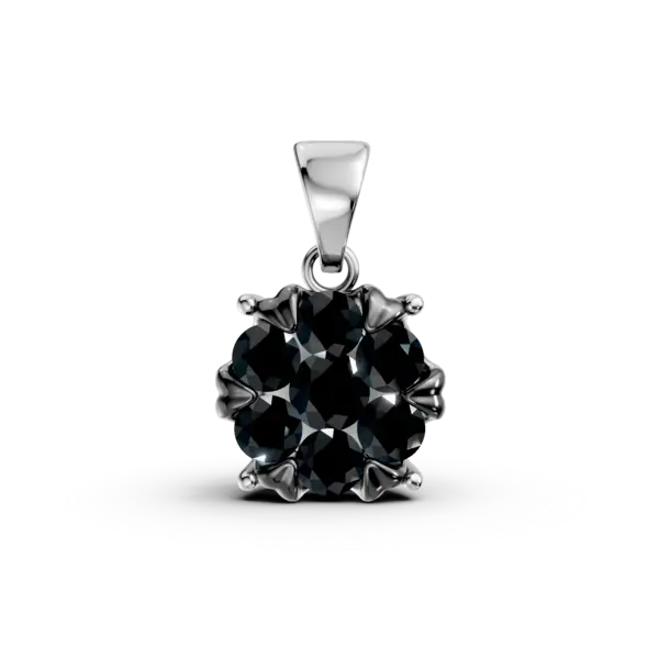 Pandantiv din aur alb cu diamante negre de 0.6ct