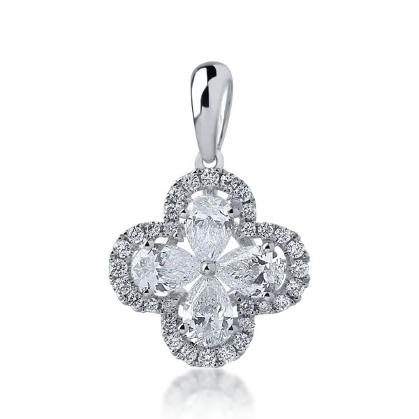 Pandantiv din aur alb cu diamante pear si rotunde de 0.67ct