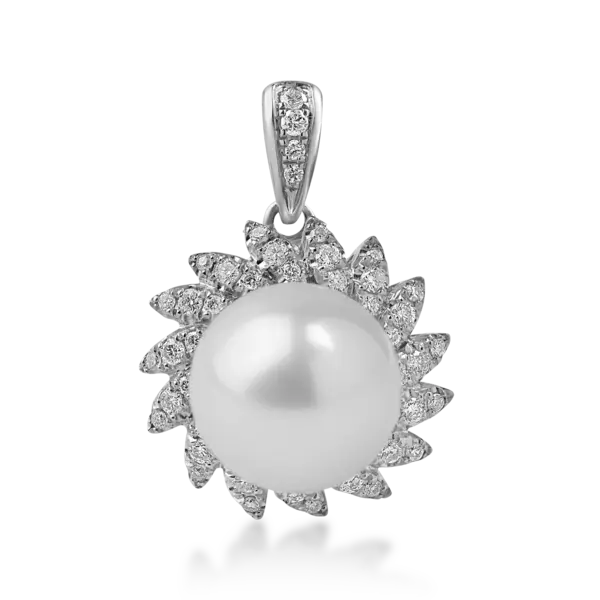Pandantiv din aur alb cu perla de cultura de 6.1ct si diamante de 0.2ct
