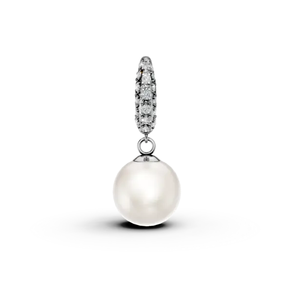 Pandantiv din aur alb cu perla de cultura de si diamante de 0.07ct