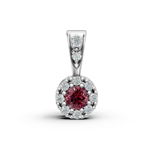 Pandantiv din aur alb cu rubin de 0.07ct si diamante de 0.06ct