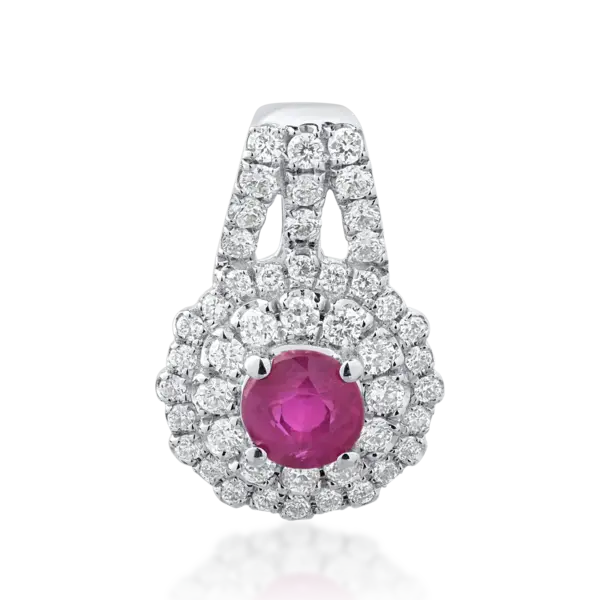 Pandantiv din aur alb cu rubin de 0.33ct si diamante de 0.24ct