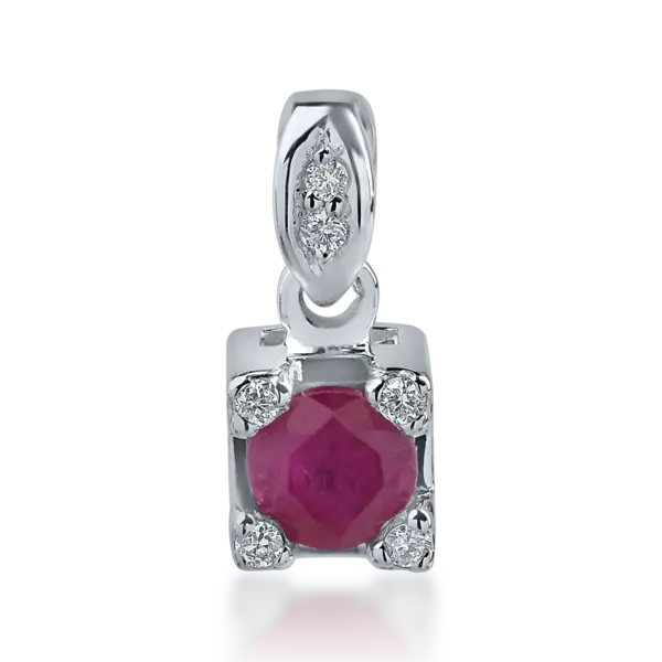 Pandantiv din aur alb cu rubin de 0.4ct si diamante de 0.04ct
