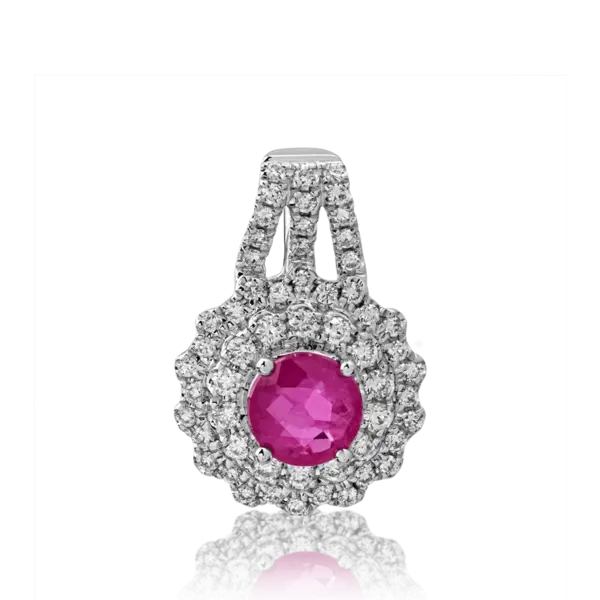 Pandantiv din aur alb cu rubin de 0.63ct si diamante de 0.25ct