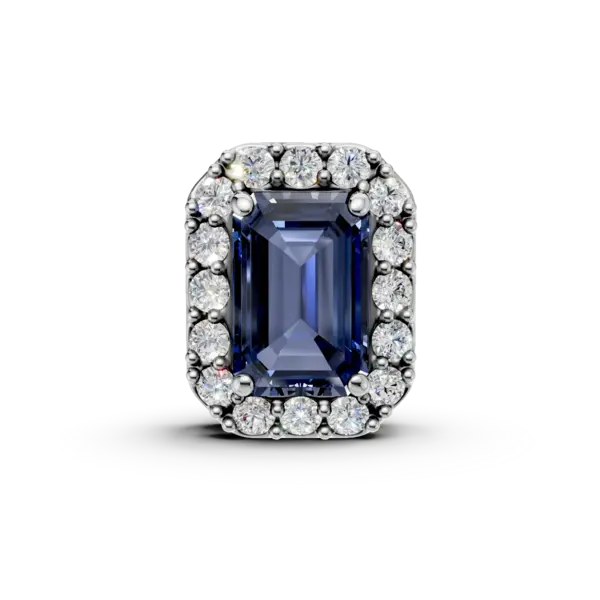 Pandantiv din aur alb cu safir rectangular de 0.46ct si diamante de 0.11ct
