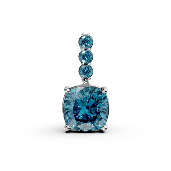 Pandantiv din aur alb cu topaze london blue cushion si rotunde de 7ct
