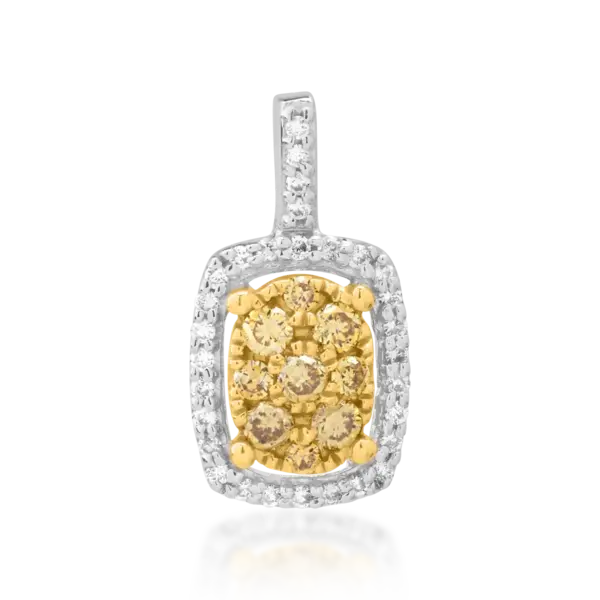 Pandantiv din aur alb-galben cu diamante fancy-galben de 0.18ct si diamante de 0.08ct