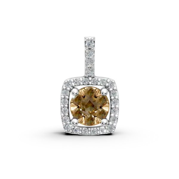 Pandantiv din aur alb-galben cu fancy diamonds de 0.161ct si diamante de 0.086ct