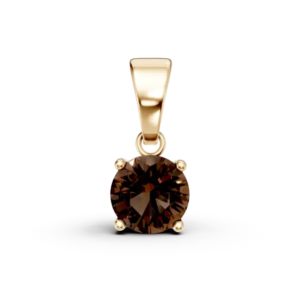 Pandantiv din aur galben cu quartz fumuriu de 0.8ct