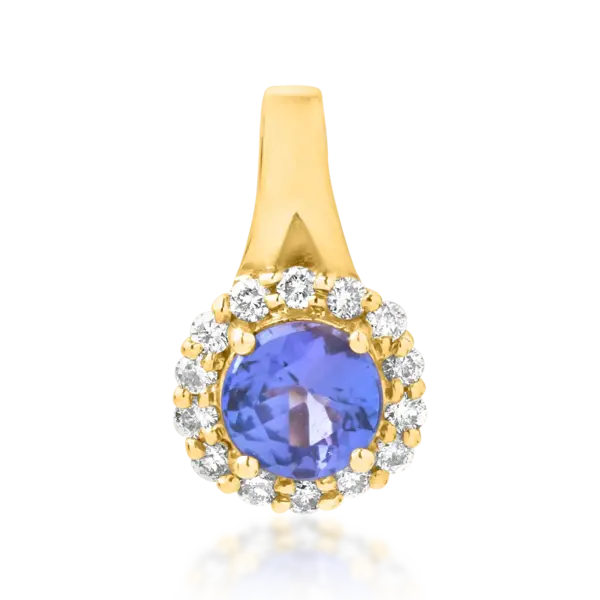 Pandantiv din aur galben cu tanzanit de 0.85ct si diamante de 0.21ct