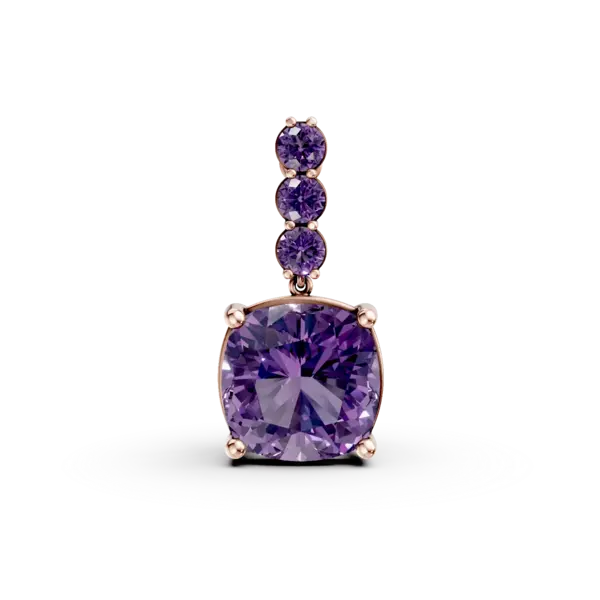 Pandantiv din aur roz cu ametiste cushion si rotunde de 5.6ct