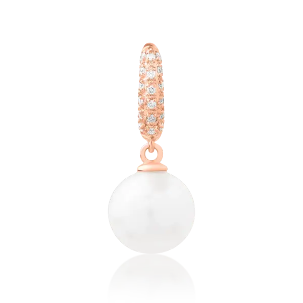 Pandantiv din aur roz cu perla de cultura de apa dulce de 3.98ct si diamante de 0.07ct