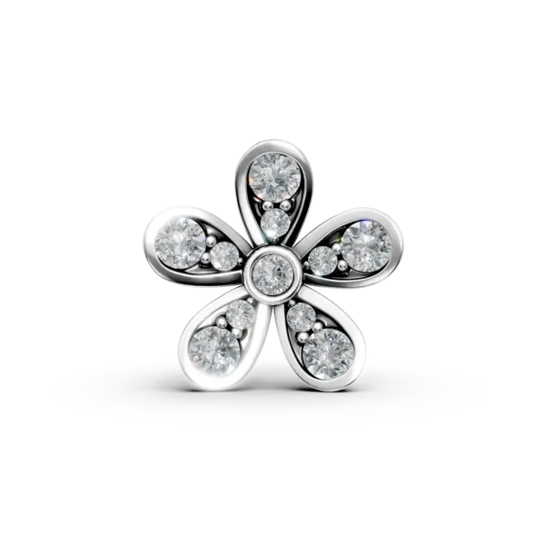 Pandantiv floare din aur alb cu diamante de 0.2ct