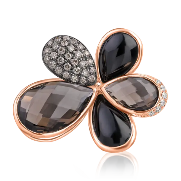 Pandantiv floare din aur roz cu pietre pretioase si semipretioase de 20.98ct