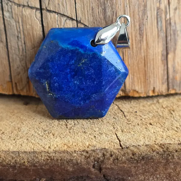 Pandantiv forma hexagon lapis lazuli | Model 2