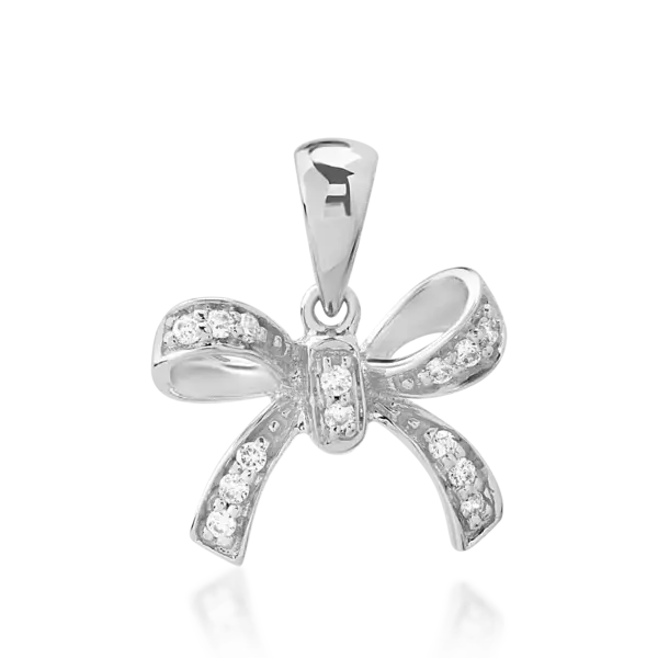 Pandantiv fundita din aur alb cu diamante de 0.073ct