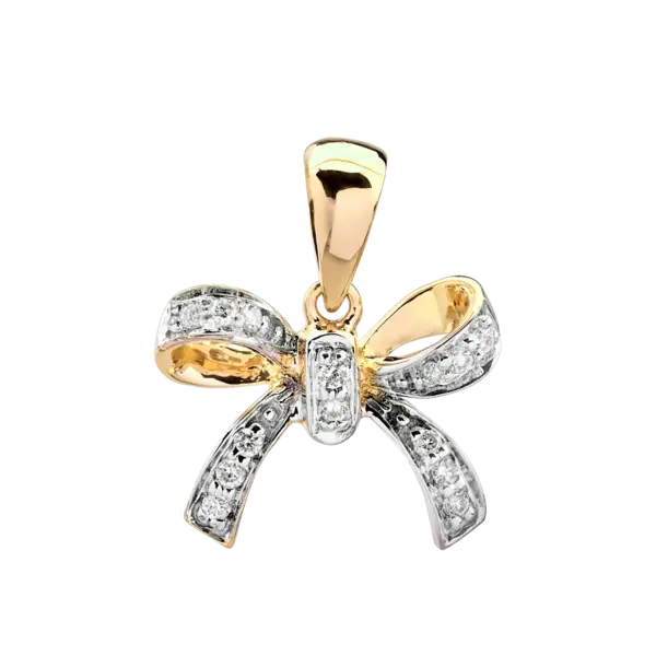 Pandantiv fundita din aur alb-galben cu diamante de 0.076ct
