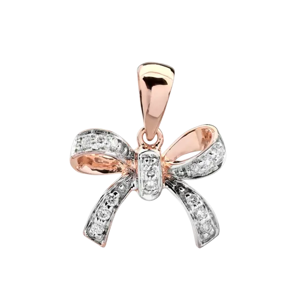 Pandantiv fundita din aur alb-roz cu diamante de 0.076ct