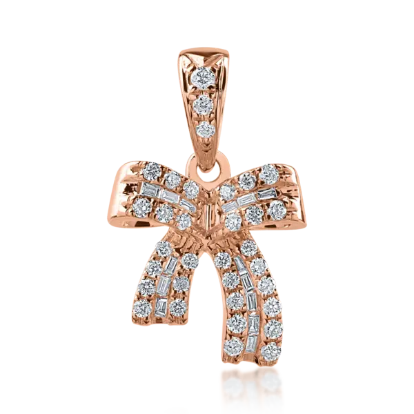 Pandantiv fundita din aur roz cu diamante baguette si rotunde de 0.18ct