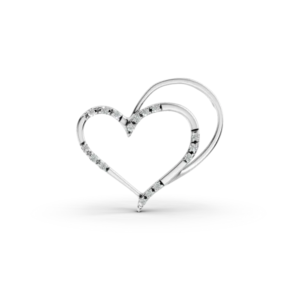 Pandantiv inima din aur alb cu diamante de 0.044ct