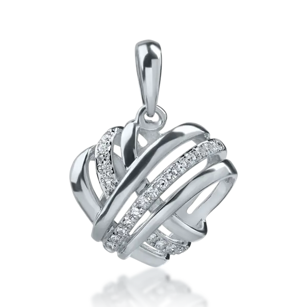 Pandantiv inima din aur alb cu diamante de 0.063ct