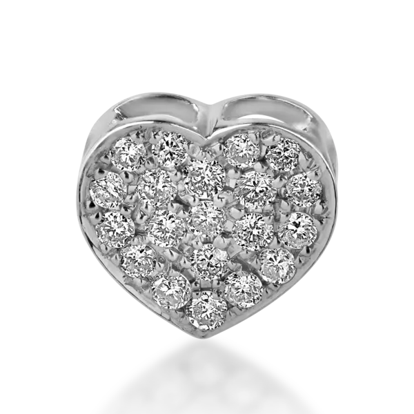 Pandantiv inima din aur alb cu diamante de 0.22ct