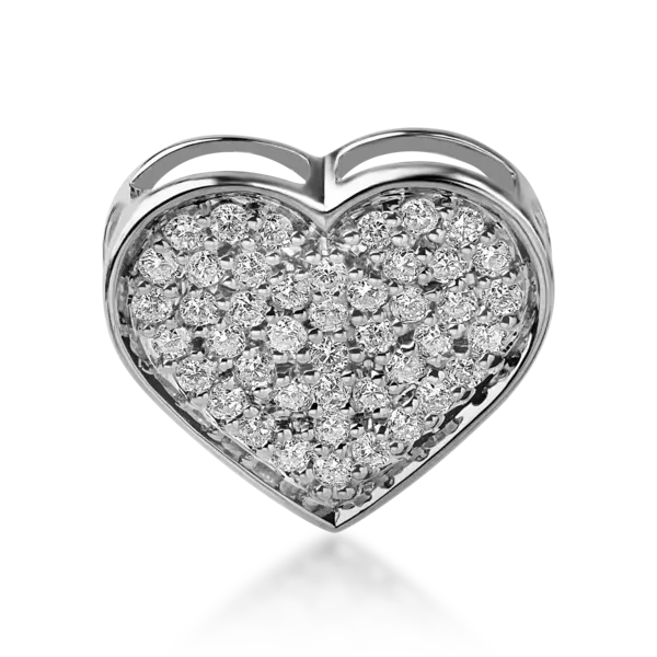 Pandantiv inima din aur alb cu diamante de 0.28ct