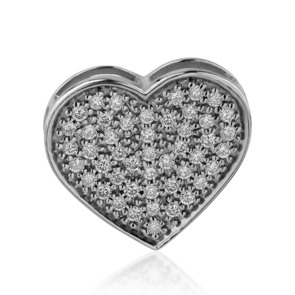 Pandantiv inima din aur alb cu diamante de 0.33ct