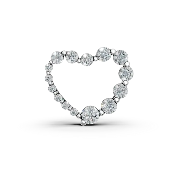 Pandantiv inima din aur alb cu diamante de 0.87ct