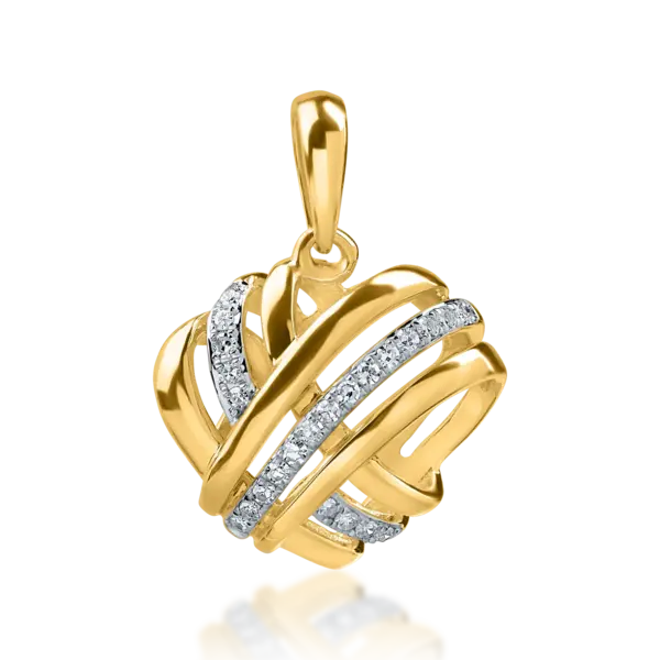 Pandantiv inima din aur alb-galben cu diamante de 0.06ct