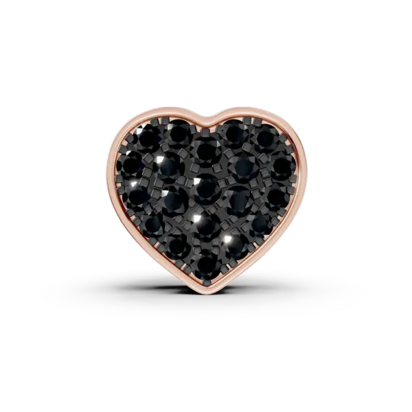 Pandantiv inima din aur roz cu diamante negre de 0.2ct