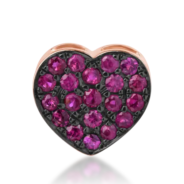 Pandantiv inima din aur roz cu rubine de 0.24ct