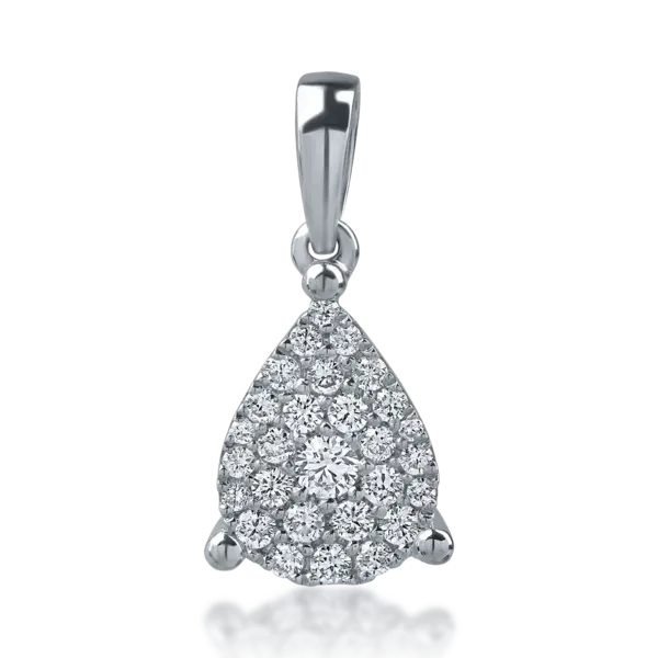 Pandantiv lacrima din aur alb cu diamante de 0.2ct