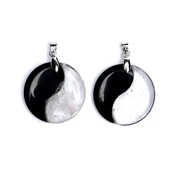 Pandantiv obsidian cuart incolor | Yin Yang