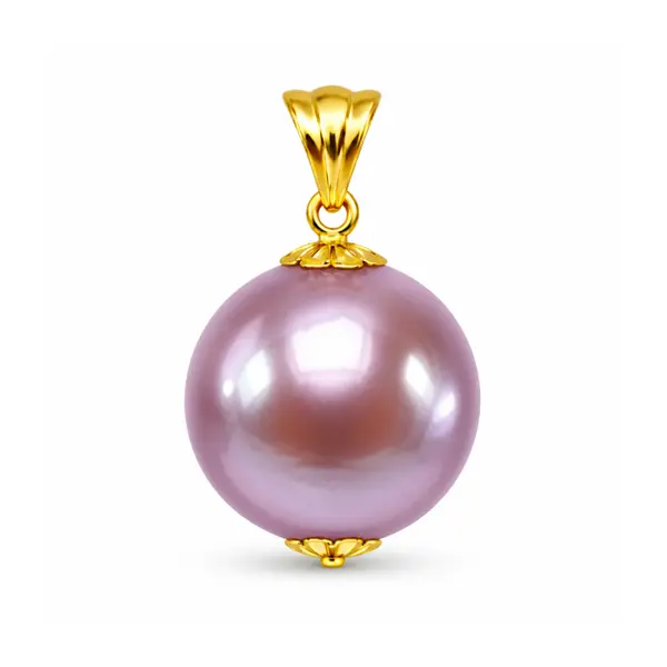 Pandantiv Perla Edison Lavanda Rara 12-12,5 mm si Aur 14K (aur 585) KASKADDA