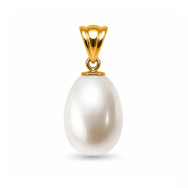 Pandantiv Perla Naturala Alba Rara 12 9 mm E i Aur Galben 14K (aur 585) KASKADDA