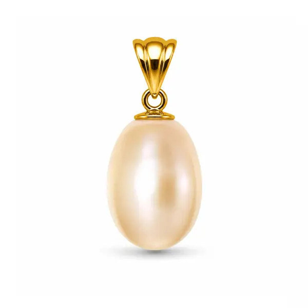Pandantiv Perla Naturala Crem Rara 12 9 mm si Aur Galben 14K (aur 585) KASKADDA