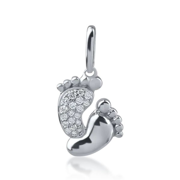 Pandantiv picioruse din aur alb cu diamante de 0.05ct