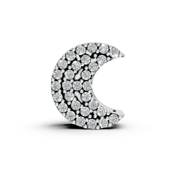 Pandantiv semiluna din aur alb cu diamante de 0.09ct