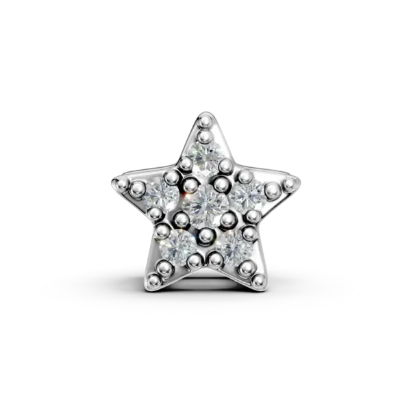 Pandantiv stea din aur alb cu diamante de 0.05ct