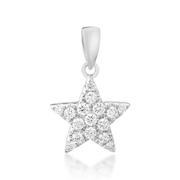 Pandantiv stea din aur alb cu diamante de 0.17ct