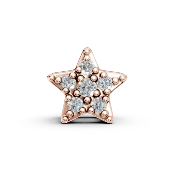 Pandantiv stea din aur roz cu diamante de 0.05ct