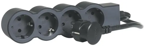 Panglică electrică Legrand - 694570, 4 prize, cablu de 5 m, negru și gri