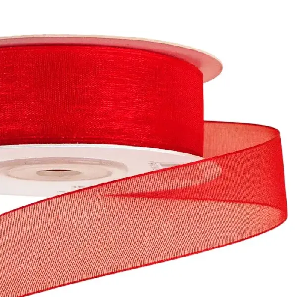 Panglica organza pentru decorare,rosu,10mx2.5 cm