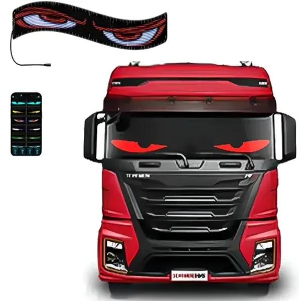Panou Afisaj Matrix LED Flexibil BZRSH, RGB 595x120 mm, Devil Eyes Ochi Camion, Mesaje Personalizate - Control iPixel Bluetooth