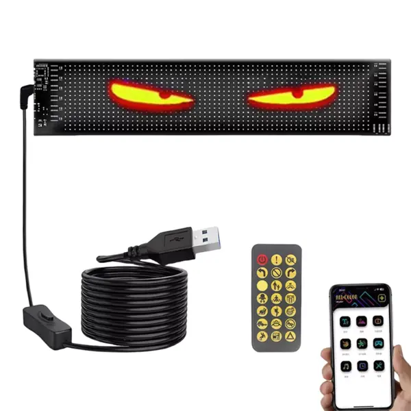 Panou Afisaj Matrix LED U37 Flexibil 374 92 mm - Ochi Devil Eyes, Iluminare LED Auto Camion, RGB Multicolor, PlugPlay