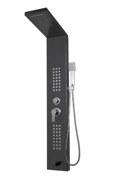 Panou de dus cu hidromasaj Inox Functie ploaie/cascada/jeturi masaj NEGRU MAT