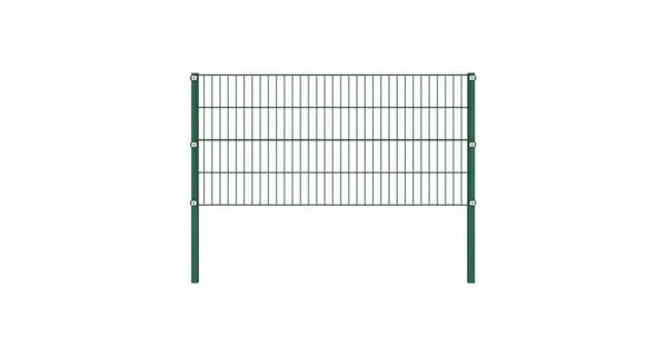 Panou de gard cu stalpi, verde, 1,7 x 0,8 m, fier