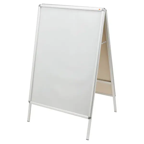 Panou dublu stradal NOBO, in forma de A, cu clip, aluminiu, rezistent la apa, A0, alb Panou dublu stradal NOBO, in forma de A, cu clip, aluminiu, rezistent la apa, A0, alb