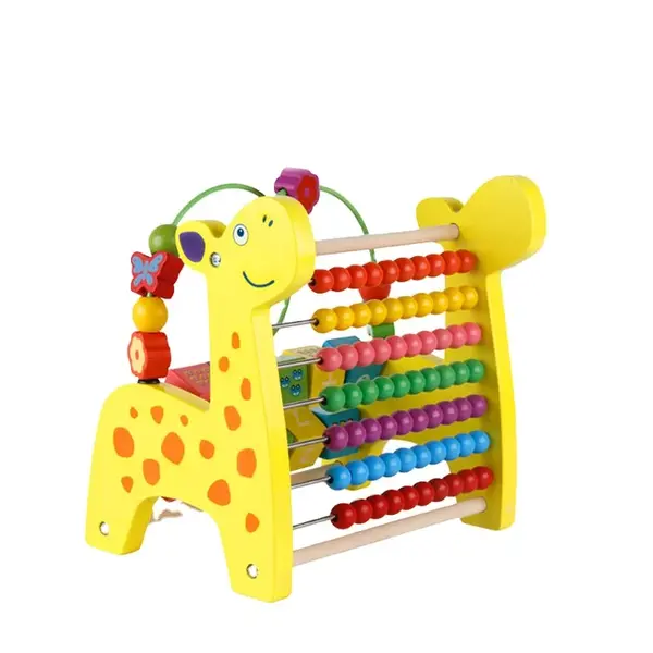 Panou educativ din lemn cu margele-calculator si activitati interactive pentru copii